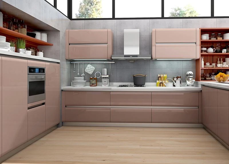 champagne color high glosslacquer kitchen cabinet