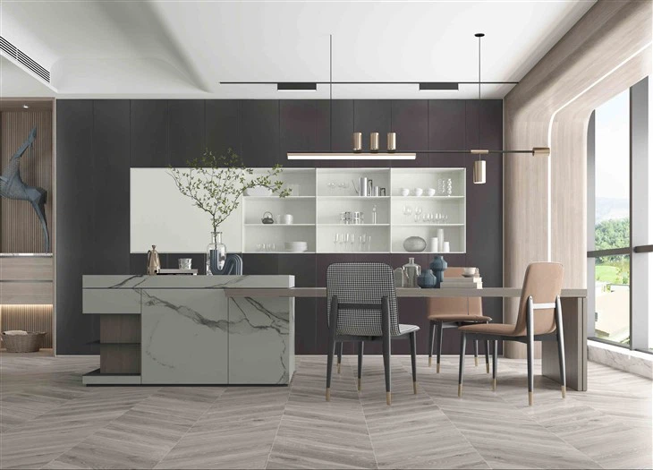 Textured Black Kitchen Cabinets